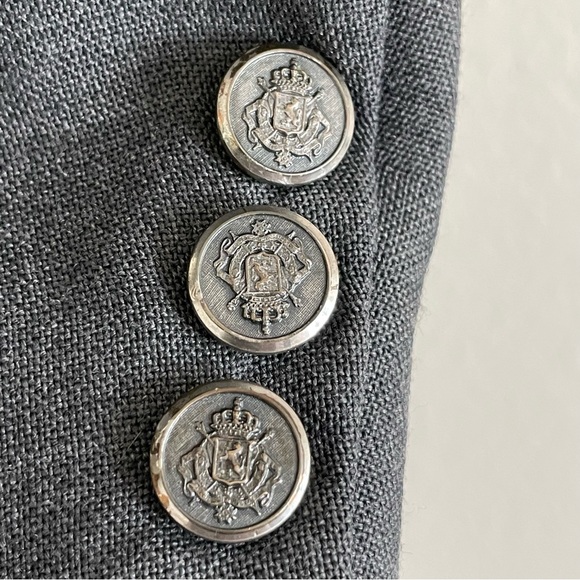 Sansabelt Jaymar Ruby 44R Blazer Patch Pockets Gray Silver Metal Buttons Crown - Picture 2 of 9